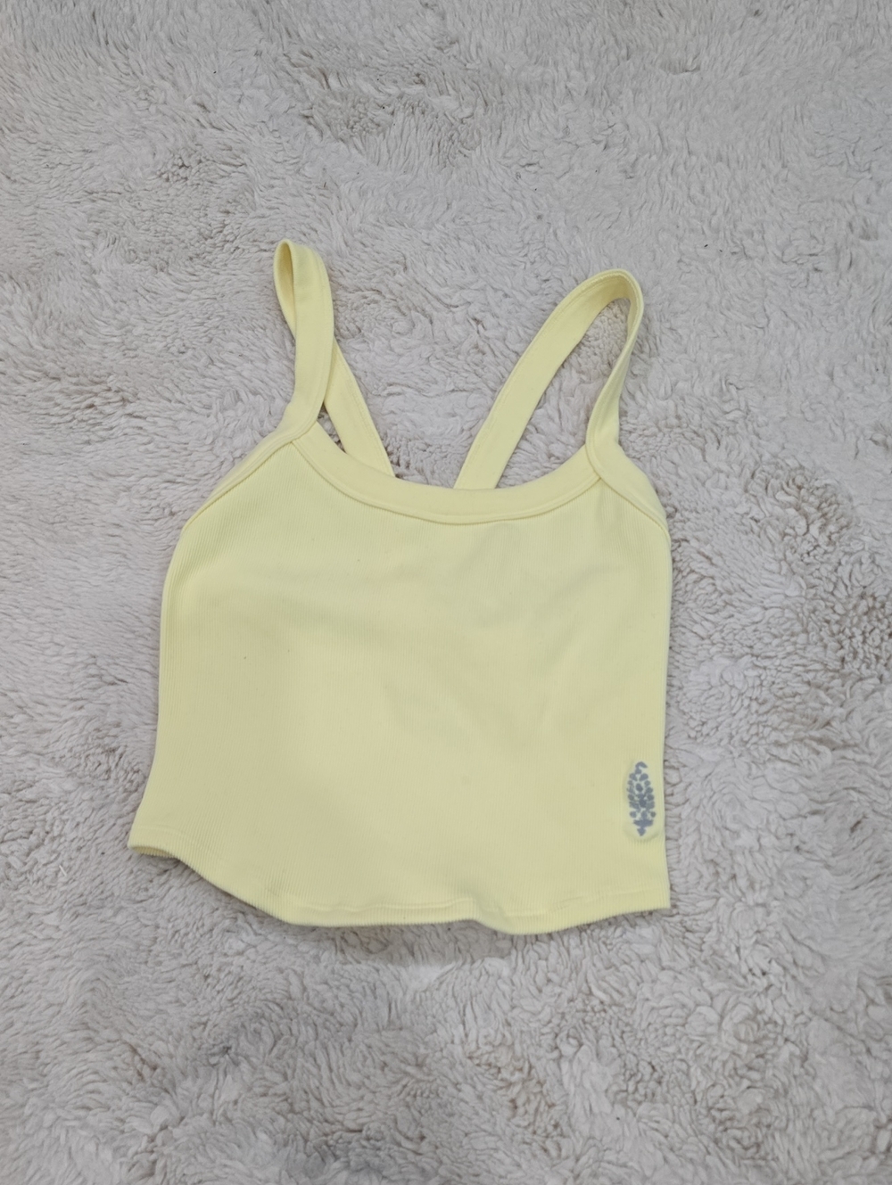 Free People Pale Yellow Double-Strap Tank